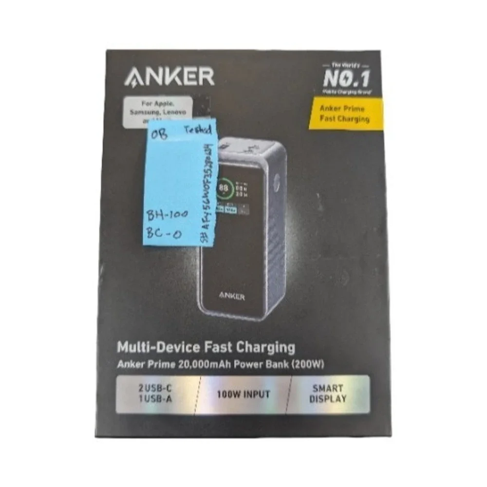 W9O Anker - Prime Power Bank 735 w/ Smart Display (20000mAh, 200W, 3-Port)- Blk